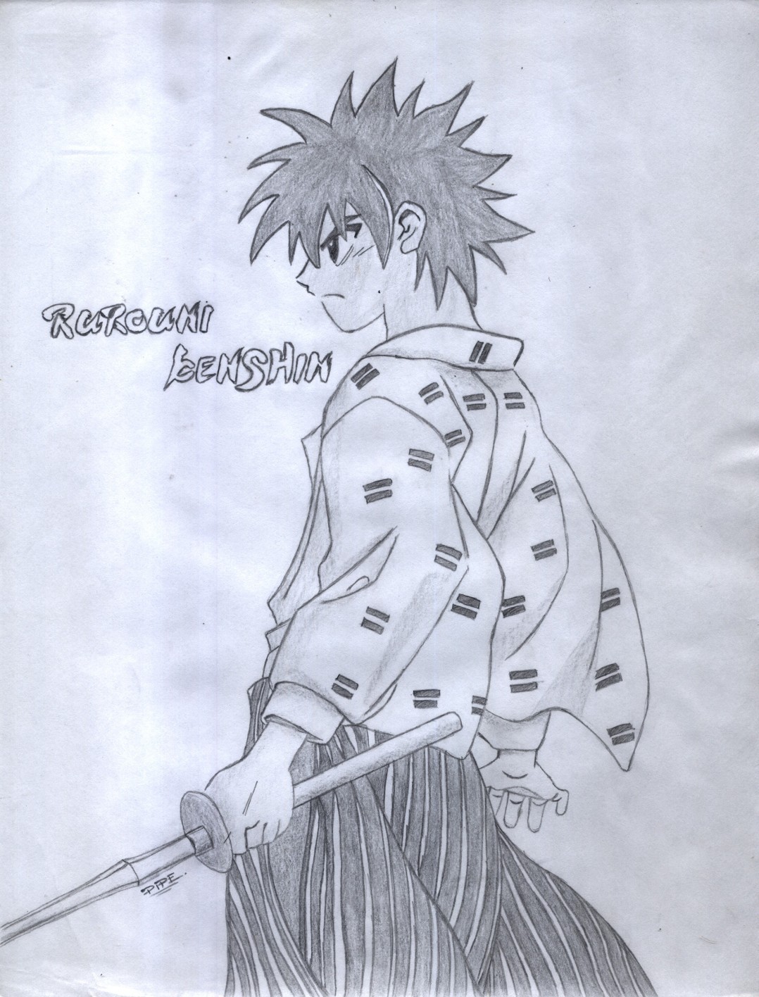 Drawing. Yahiko Myōjin, one of Rurōni Kenshin's characters.