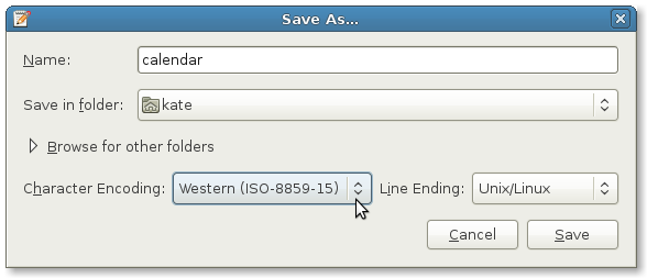 gedit's Save as… dialog